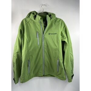 Centurylink Hooded Jacket Women's Sz L Green Full‎ Zip Removable Drawstring Hood